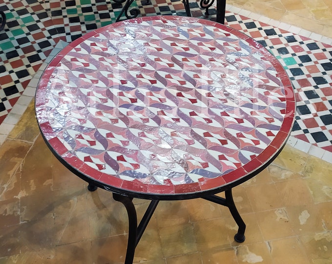 Outdoor Patio Mosaic Table 100%Handmade,Ceramic Table,Indoor Mosaic Table,Customizable Tile Design,Handcrafted Table,Tile Decor,Dining Table