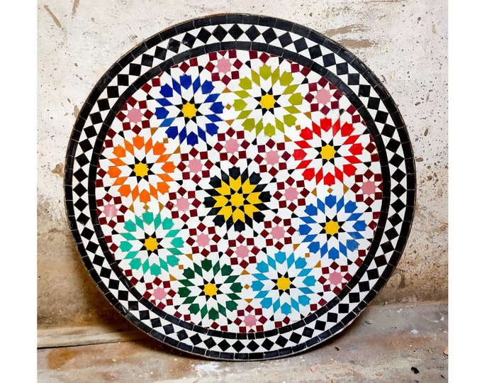 Dinner Mosaic Table for Outdoor Patio,Mosaic Table,Ceramic Table,Indoor & Outdoor Mosaic Table,Handcrafted Table,Personalized Tile Design