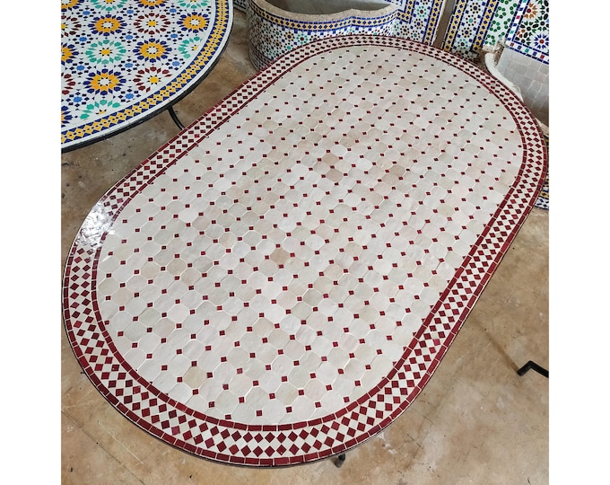 Backyard Table To Decorate your Patio, Moroccan Handmade Table, Personalized Tile Table,Handcrafted Table,Round Table,Free Shipping