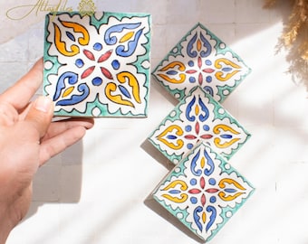 10x10Cm Ceramic Tile,  Moroccan Ceramic Tiles, Handpainted Piece of Ceramic, Ceramic Wall, Decorative Wall.