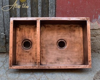 Cooper Sink, Undermount Kitchen Sink, Handmade Moroccan Copper Vasque, Beautiful Wash Basins, Double vessel Sink
