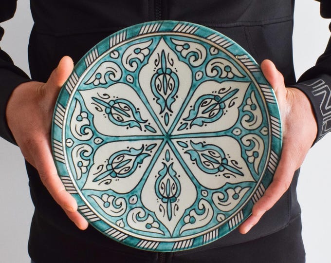 30cm Handcrafted Pottery Plate, Handmade Ceramic , Moroccan Plates, Dinning Plates, Serving Plates, Kitchen Decor, Kitchen Material, Gift