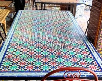 Handmade Table for Outdoor Patio,Bright Color,Special Offer,Personalized Tile Design,Handcrafted Table,Round Table,Table Decor
