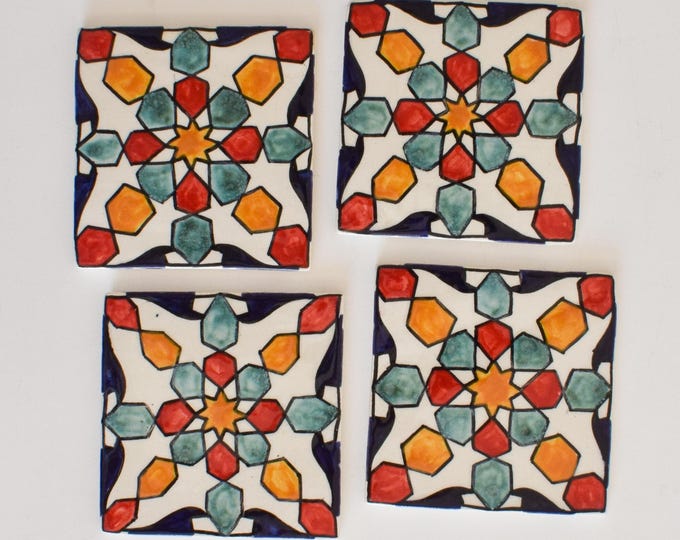 10x10Cm Ceramic Tile,  Moroccan Ceramic Tiles, Handpainted Piece of Ceramic, Ceramic Wall, Decorative Wall.