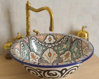 Ceramic Sink for Bathroom 100% Handmade,Best Deals Etsy,Vessel Sink,Custom Sink Vanity,Pottery Handmade Sinks for Bathroom Decoration.
