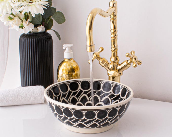 Ceramic Sink for Bathroom 100% Handmade,Best Deals Etsy,Vessel Sink,Custom Sink Vanity,Pottery Handmade Sinks for Bathroom Decoration.
