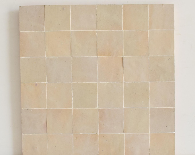 Zellige Panel, Authentic Moroccan Handmade 12in x 12in Zellige Panel, Floor & Wall Glazed Solid Color, Backsplash 2x2in Assembled Tiles