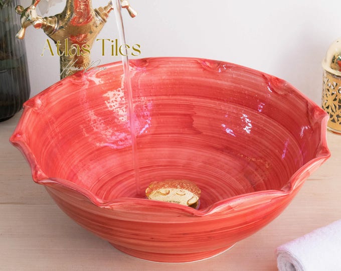 Handmade Ceramic sink  ,Hand painted bathroom ceramic washbasin,Bathroom Equipement,Custom Luxury handmade counter top basin,