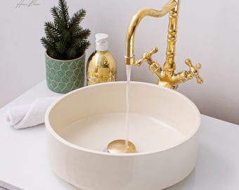 Ceramic Sink for Bathroom 100% Handmade,Best Deals Etsy,Vessel Sink,Custom Sink Vanity,Pottery Handmade Sinks for Bathroom Decoration.