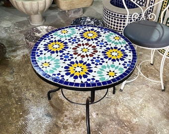 Dinner Mosaic Table for Outdoor Patio,Mosaic Table,Ceramic Table,Indoor & Outdoor Mosaic Table,Handcrafted Table,Personalized Tile Design