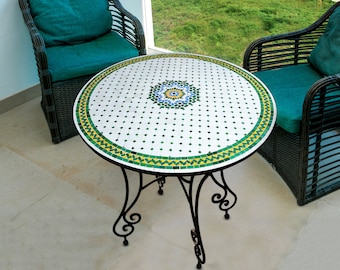 Outdoor Patio Mosaic Table 100%Handmade,Ceramic Table,Indoor Mosaic Table,Customizable Tile Design,Handcrafted Table,Tile Decor,Dining Table