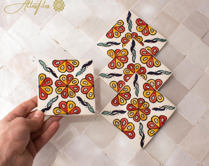 10x10Cm Ceramic Tile,  Moroccan Ceramic Tiles, Handpainted Piece of Ceramic, Ceramic Wall, Decorative Wall.