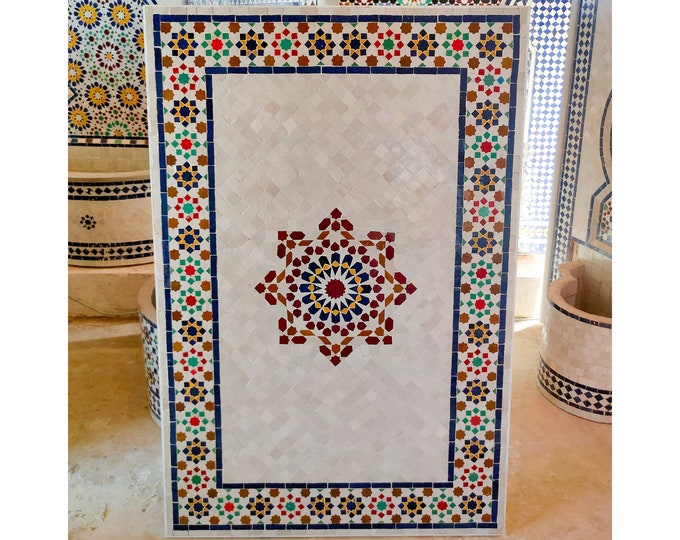 Handmade Table for Outdoor Patio,Bright Color,Special Offer,Personalized Tile Design,Handcrafted Table,Round Table,Table Decor