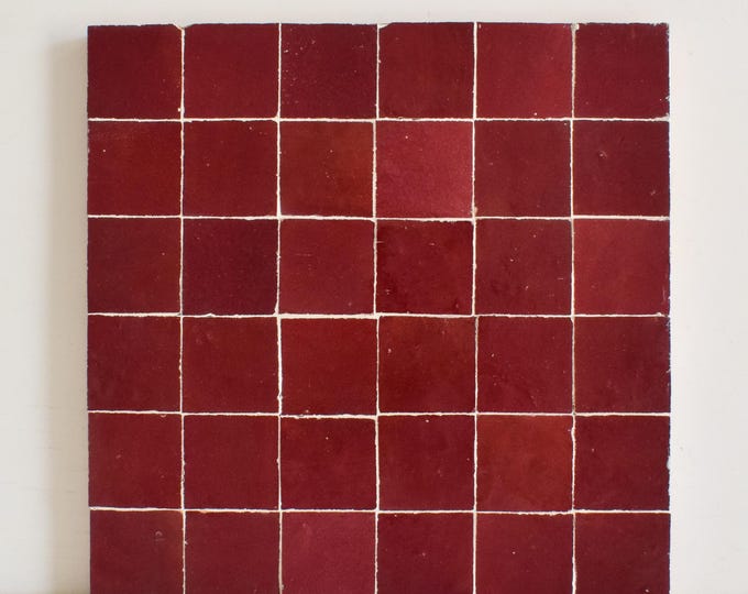 Deep Brown Zellige Panel, Authentic Moroccan Handmade 12in x 12in Zellige Panel,Floor & Wall Glazed Solid Color, Backsplash Assembled Tiles