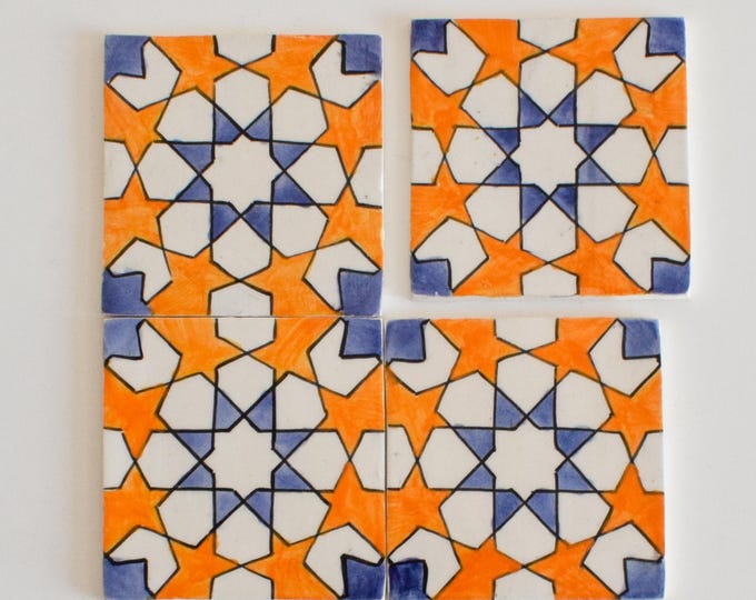 10x10Cm Ceramic Tile,  Moroccan Ceramic Tiles, Handpainted Piece of Ceramic, Ceramic Wall, Decorative Wall.