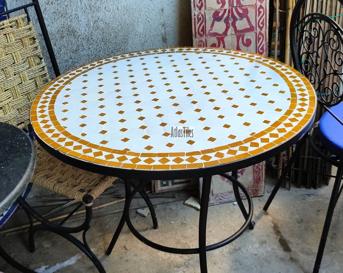 Mosaic Outdoor Table for Patio,Ceramic Table,Indoor Mosaic Table,Customizable Tile Design,Handcrafted Table,Tile Decor,Dining Table
