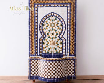 Wall Mosaic Fountain for Outdoor Patio 100%Handmade,Andalusian Tile Artwork,Wall Mounted Fountain, Handmade Fountain,Patio Decor
