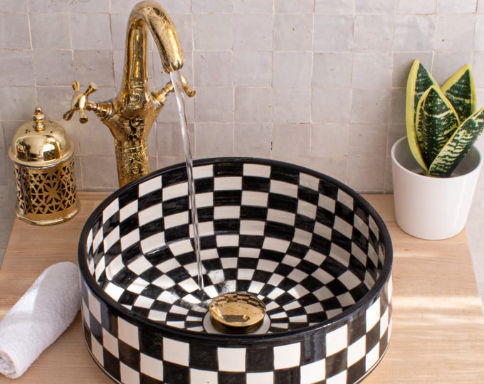 Ceramic Sink for Bathroom 100% Handmade,Best Deals Etsy,Vessel Sink,Custom Sink Vanity,Pottery Handmade Sinks for Bathroom Decoration.