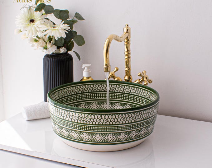 Ceramic Sink for Bathroom 100% Handmade,Best Deals Etsy,Vessel Sink,Custom Sink Vanity,Pottery Handmade Sinks for Bathroom Decoration.