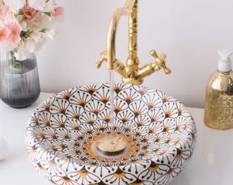 Ceramic Sink for Bathroom 100% Handmade,Best Deals Etsy,Vessel Sink,Custom Sink Vanity,Pottery Handmade Sinks for Bathroom Decoration.