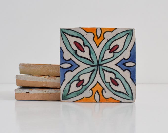 10x10Cm Ceramic Tile,  Moroccan Ceramic Tiles, Handpainted Piece of Ceramic, Ceramic Wall, Decorative Wall.
