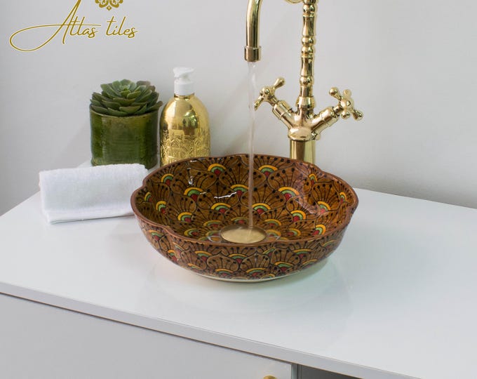 Ceramic Sink for Bathroom 100% Handmade,Best Deals Etsy,Vessel Sink,Custom Sink Vanity,Pottery Handmade Sinks for Bathroom Decoration.