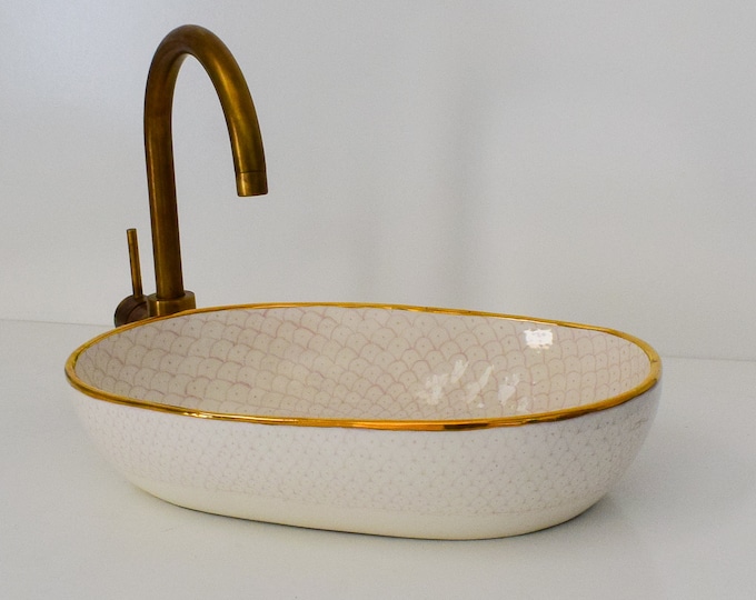 Ceramic Sink for Bathroom 100% Handmade,Best Deals Etsy,Vessel Sink,Custom Sink Vanity,Pottery Handmade Sinks for Bathroom Decoration.