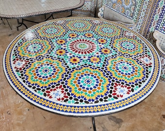 Mosaic Outdoor Table for Patio,Ceramic Table,Indoor Mosaic Table,Customizable Tile Design,Handcrafted Table,Tile Decor,Dining Table