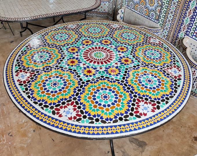 Mosaic Outdoor Table for Patio,Ceramic Table,Indoor Mosaic Table,Customizable Tile Design,Handcrafted Table,Tile Decor,Dining Table