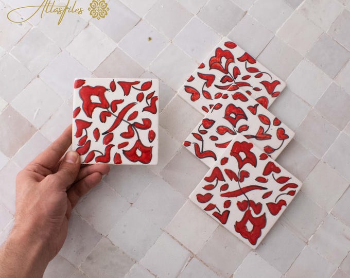 10x10Cm Ceramic Tile,  Moroccan Ceramic Tiles, Handpainted Piece of Ceramic, Ceramic Wall, Decorative Wall.