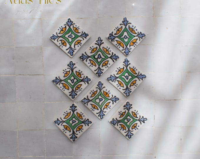 5x5 Cm Ceramic Tile,  Moroccan Ceramic Tiles, Handpainted Piece of Ceramic, Ceramic Wall, Decorative Wall.