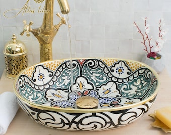 Ceramic Sink for Bathroom 100% Handmade,Best Deals Etsy,Vessel Sink,Custom Sink Vanity,Pottery Handmade Sinks for Bathroom Decoration.
