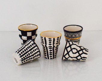 5 Ceramic Cups 100% Handmade,Best Deals,Drinking Cup With Gold Rim ,Set of cups Vanity, Tumblers for Dinner Table, Coffee Cup