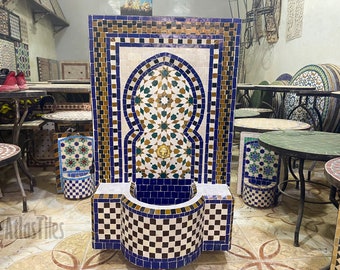 Artistic Mosaic Fountain 100% Handmade l Natural colors l Patio Furniture l Moroccan Zellige l Party Decor l Patio decor l Outside decor