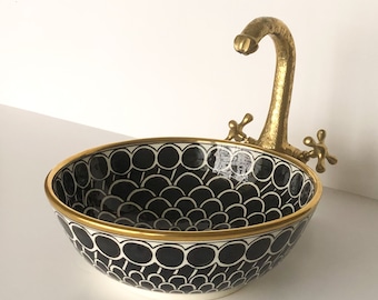 Ceramic Sink for Bathroom 100% Handmade,Best Deals Etsy,Vessel Sink,Custom Sink Vanity,Pottery Handmade Sinks for Bathroom Decoration.