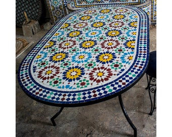 The Magical Garden Table,Moroccan Terracotta,Bright Color,Special Offer,Personalized Tile Design,Handcrafted Table,Round Table,Free Shipping