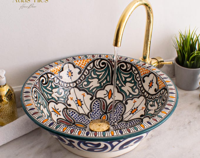 Ceramic Sink for Bathroom 100% Handmade,Best Deals Etsy,Vessel Sink,Custom Sink Vanity,Pottery Handmade Sinks for Bathroom Decoration.