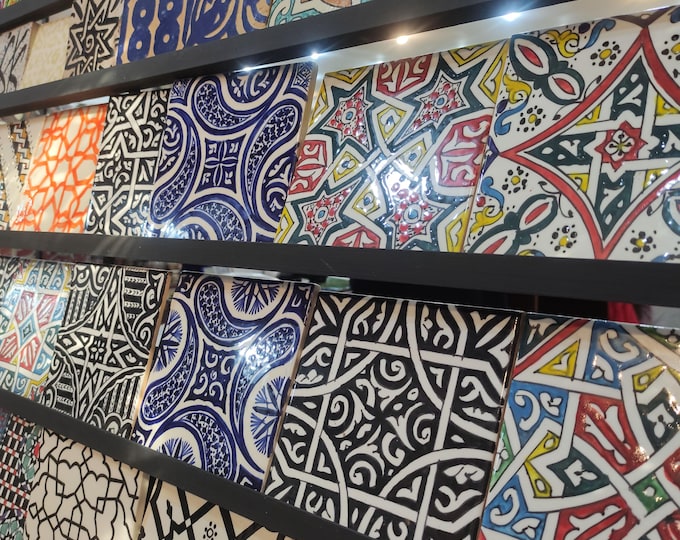 Magic Box of 5  20x20Cm Ceramic Tile,  Moroccan Ceramic Tiles, Handpainted Piece of Ceramic, Ceramic Wall, Decorative Wall.