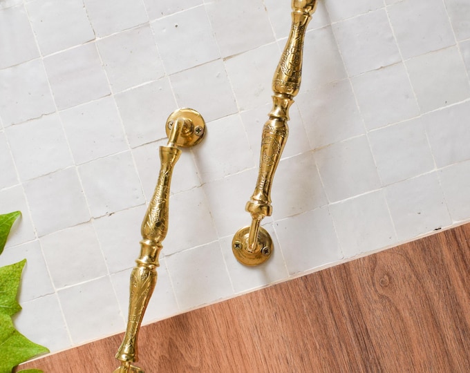 Set of 2 Handmade Moroccan Door Pull Handles  |  Brass Door Pulls  |  Barn Door Handles