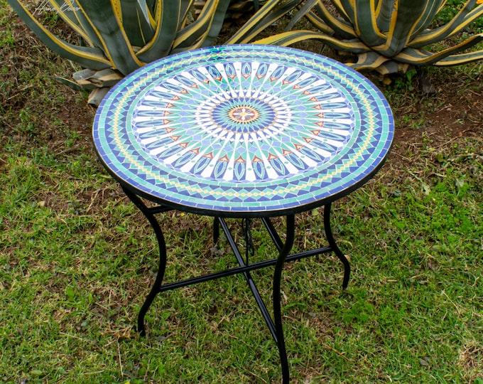 Mosaic Outdoor Ceramic Table for Patio,Indoor Mosaic Table,Customizable Tile Design,Handcrafted Table,Tile Decor,Dining Table,Bistro Table