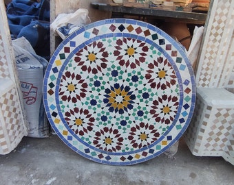 Dinner Mosaic Table for Outdoor Patio,Mosaic Table,Ceramic Table,Indoor & Outdoor Mosaic Table,Handcrafted Table,Personalized Tile Design