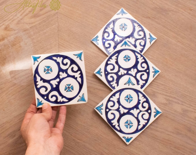 10x10Cm Ceramic Tile,  Moroccan Ceramic Tiles, Handpainted Piece of Ceramic, Ceramic Wall, Decorative Wall.