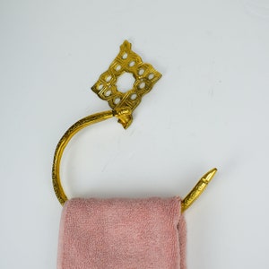Portasciugamani in ottone, portasciugamani o porta carta igienica a parete, stile di mezza età, stile andaluso, stile marocchino