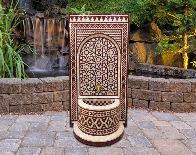 Outdoor Patio Fountain,Dreamy Angelic White Fountain,Moroccan Zellige Fountain,Handmade Zellige,Outdoor Tile Fountain,Patio Fountain