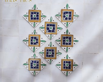 5x5 Cm Ceramic Tile,  Moroccan Ceramic Tiles, Handpainted Piece of Ceramic, Ceramic Wall, Decorative Wall.