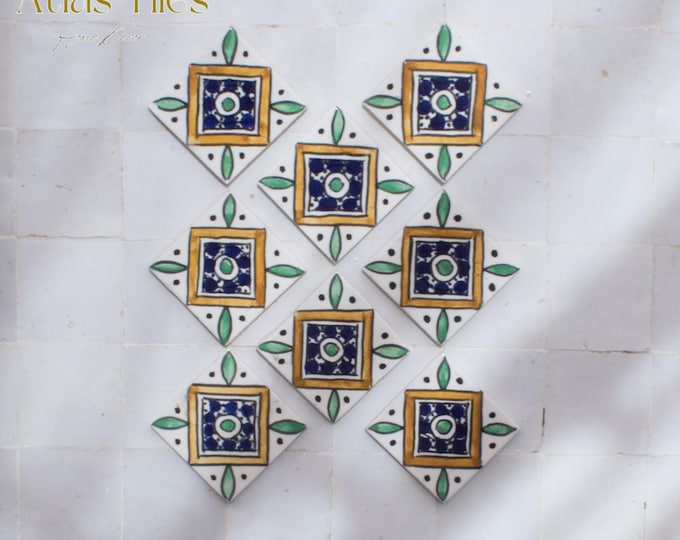 5x5 Cm Ceramic Tile,  Moroccan Ceramic Tiles, Handpainted Piece of Ceramic, Ceramic Wall, Decorative Wall.