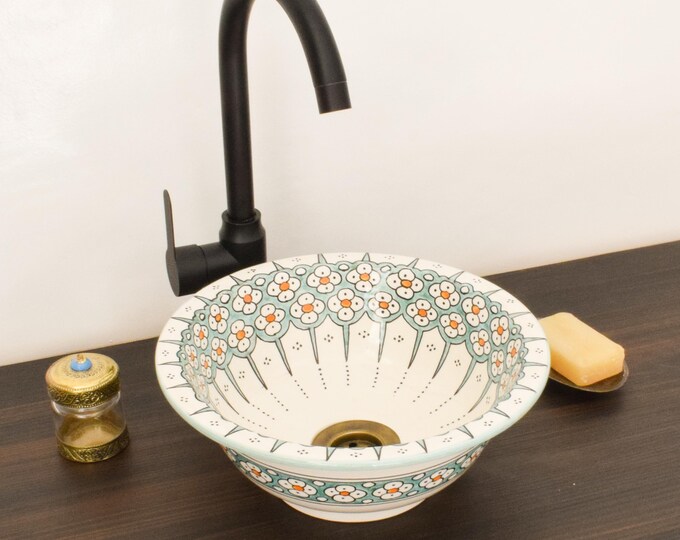 Ceramic Sink for Bathroom 100% Handmade,Best Deals Etsy,Vessel Sink,Custom Sink Vanity,Pottery Handmade Sinks for Bathroom Decoration.