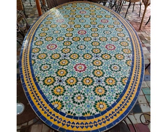 The Magical Garden Table,Moroccan Terracotta,Bright Color,Special Offer,Personalized Tile Design,Handcrafted Table,Round Table,Free Shipping
