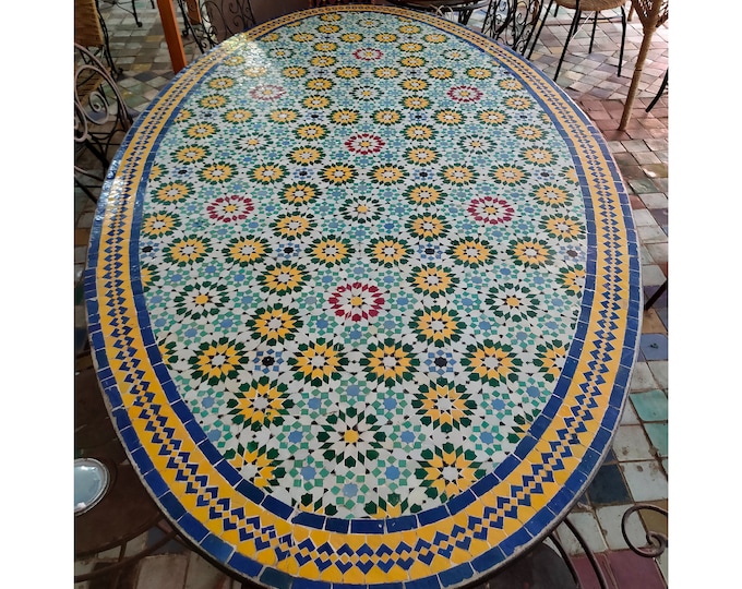 The Magical Garden Table,Moroccan Terracotta,Bright Color,Special Offer,Personalized Tile Design,Handcrafted Table,Round Table,Free Shipping