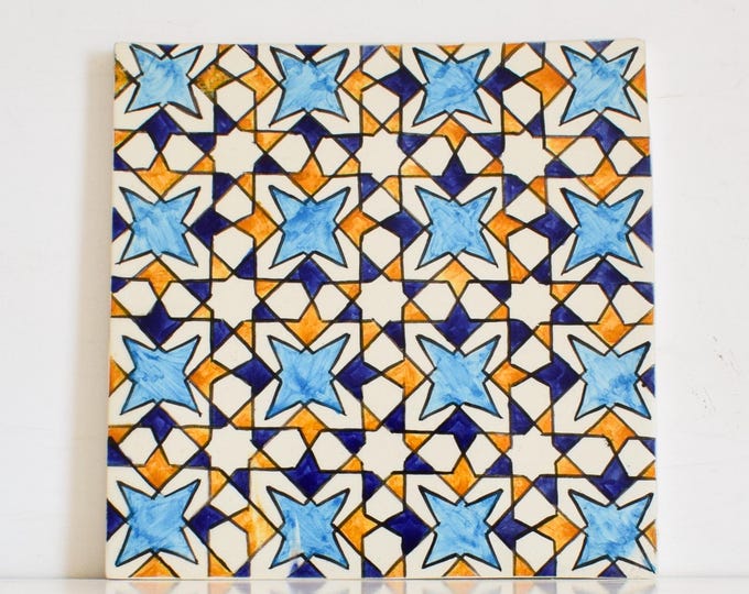 20x20Cm Ceramic Tile,  Moroccan Ceramic Tiles, Handpainted Piece of Ceramic, Ceramic Wall, Decorative Wall.